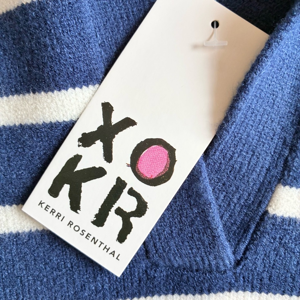 Kerri Rosenthal Womens Radiant Heart Polo Sweater Blue White Striped NWT Size XS - Picture 5 of 9